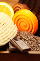 Image showing chocolate and orange soaps