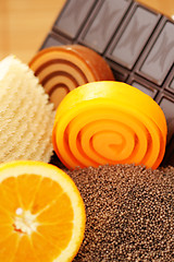Image showing chocolate and orange soaps