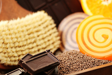 Image showing chocolate and orange soaps