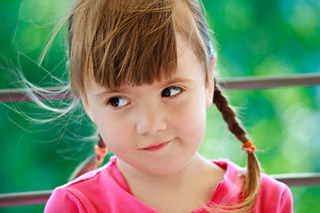 Image showing Little girl with two plaits