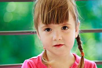 Image showing Little girl with two plaits