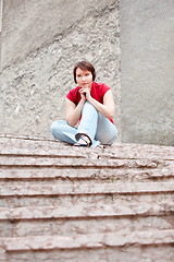 Image showing Pensive young woman