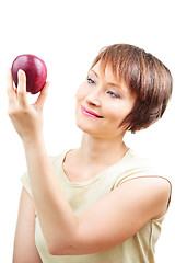 Image showing Healthy woman with apple