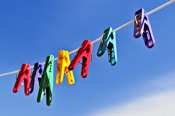 Image showing Colorful clothes pins