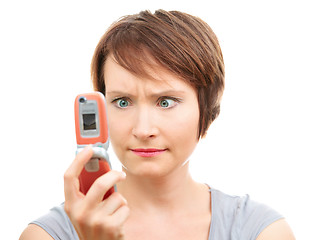 Image showing Angry woman with phone