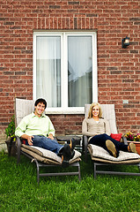 Image showing Happy couple relaxing at home