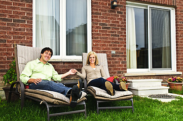 Image showing Happy couple relaxing at home