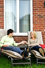 Image showing Happy couple relaxing at home