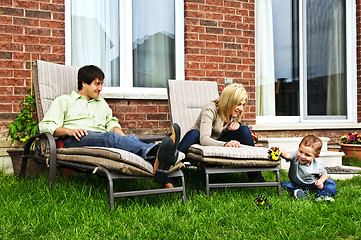 Image showing Happy family relaxing at home