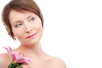 Image showing Healthy woman with flower