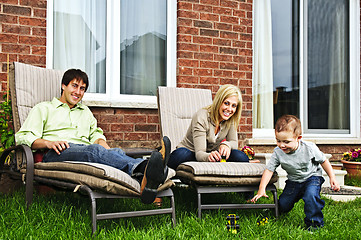 Image showing Happy family relaxing at home