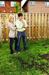 Image showing Couple concerned about lawn