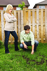 Image showing Couple concerned about lawn