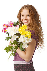 Image showing girl with flowers