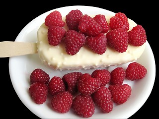 Image showing icecream with raspberries