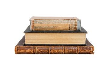 Image showing Stack of three old books isolated 