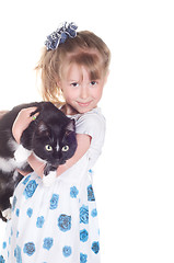 Image showing Girl and cat