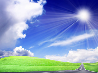 Image showing solar sky and road