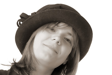 Image showing smiling woman in hat