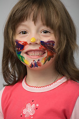 Image showing little girl with paint on face