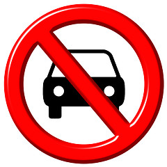 Image showing No cars allowed 3d sign