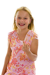 Image showing little girl showing middle finger