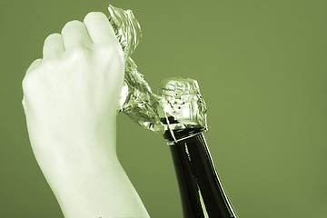 Image showing Opening champagne bottle