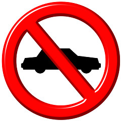 Image showing No cars allowed 3d sign