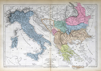 Image showing Old map of 1883, Italy