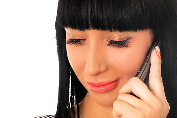 Image showing Portrait of the pretty girl speaking on the phone