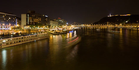 Image showing night river panorama of budapest