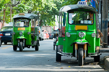 Image showing Tuk-tuk taxis in Bangkok