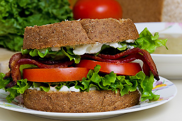 Image showing BLT Sandwich with soup