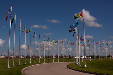 Image showing Pathway with flags