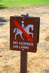 Image showing No Horses on Lawn Sign