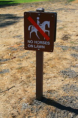 Image showing No Horses on Lawn Sign