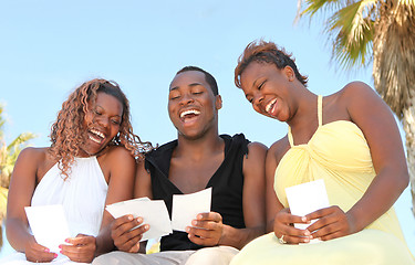 Image showing African American Friends Outdoors Laughing