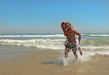 Image showing Happy African American Couple at the Beach