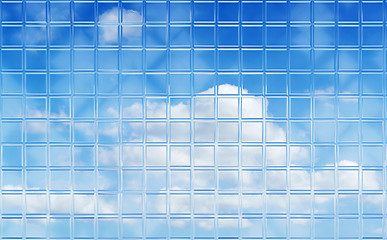 Image showing perfect sky through glass tile wall