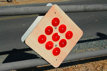 Image showing Reflectors on a Caution Sign