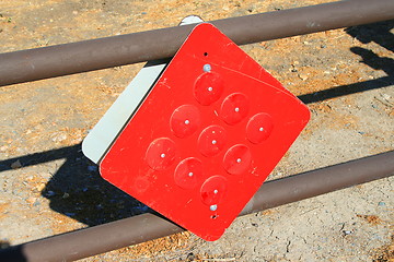 Image showing Reflectors on a Caution Sign