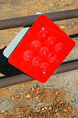 Image showing Reflectors on a Caution Sign