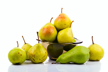 Image showing Pears in bowl on white background