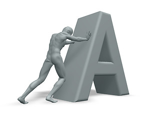 Image showing man pushes the letter A