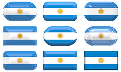 Image showing nine glass buttons of the Flag of Argentina