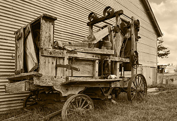 Image showing old farm machinery baler