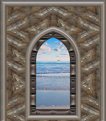 Image showing beach through the window