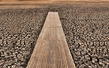 Image showing dry cracked lake bed