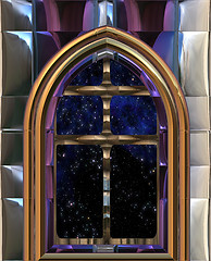 Image showing window looking out to space or night sky