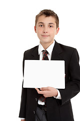 Image showing School student with sign